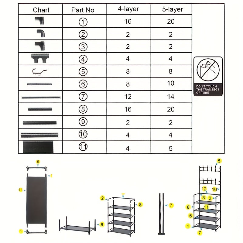 59 Standing Coat Rack With 4 Storage Shelves & 8 Hooks