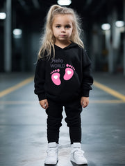 OERYUI Girls boys HELLO WORLD Print Hoodies Pants Set For Spring Fall