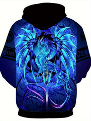 Dragon 3D Print Hoodie for Men Graphic Hooded Pullover