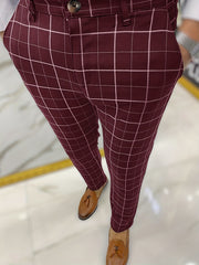 Men's Plaid Striped Slim Fit Trousers