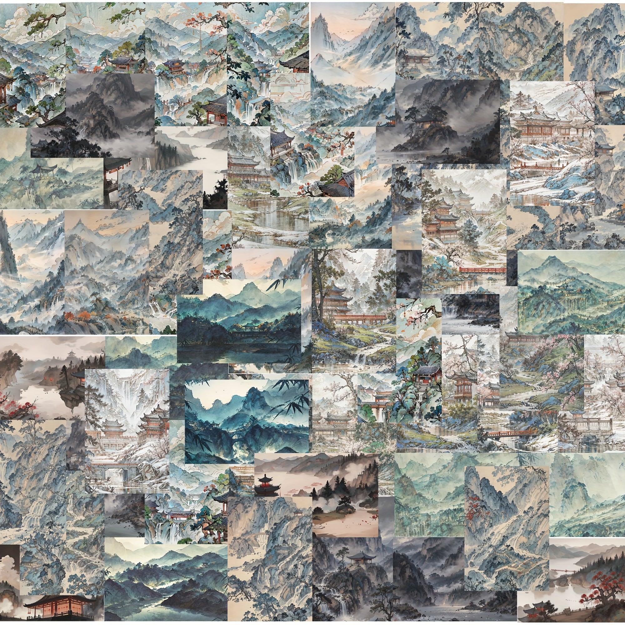 54pcs Landscape Architecture Cartoon Stickers Waterproof Game Stickers