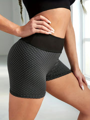 Honeycomb Print Sports Shorts for Women