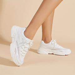 Women's Platform Mesh Sneakers Low Top Round Toe Heightening Shoes