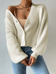 Button Front Knitted Cardigan Long Sleeve