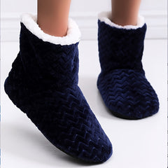 Women's Plush House Boots Slip-On Fuzzy Comfy Short Boots