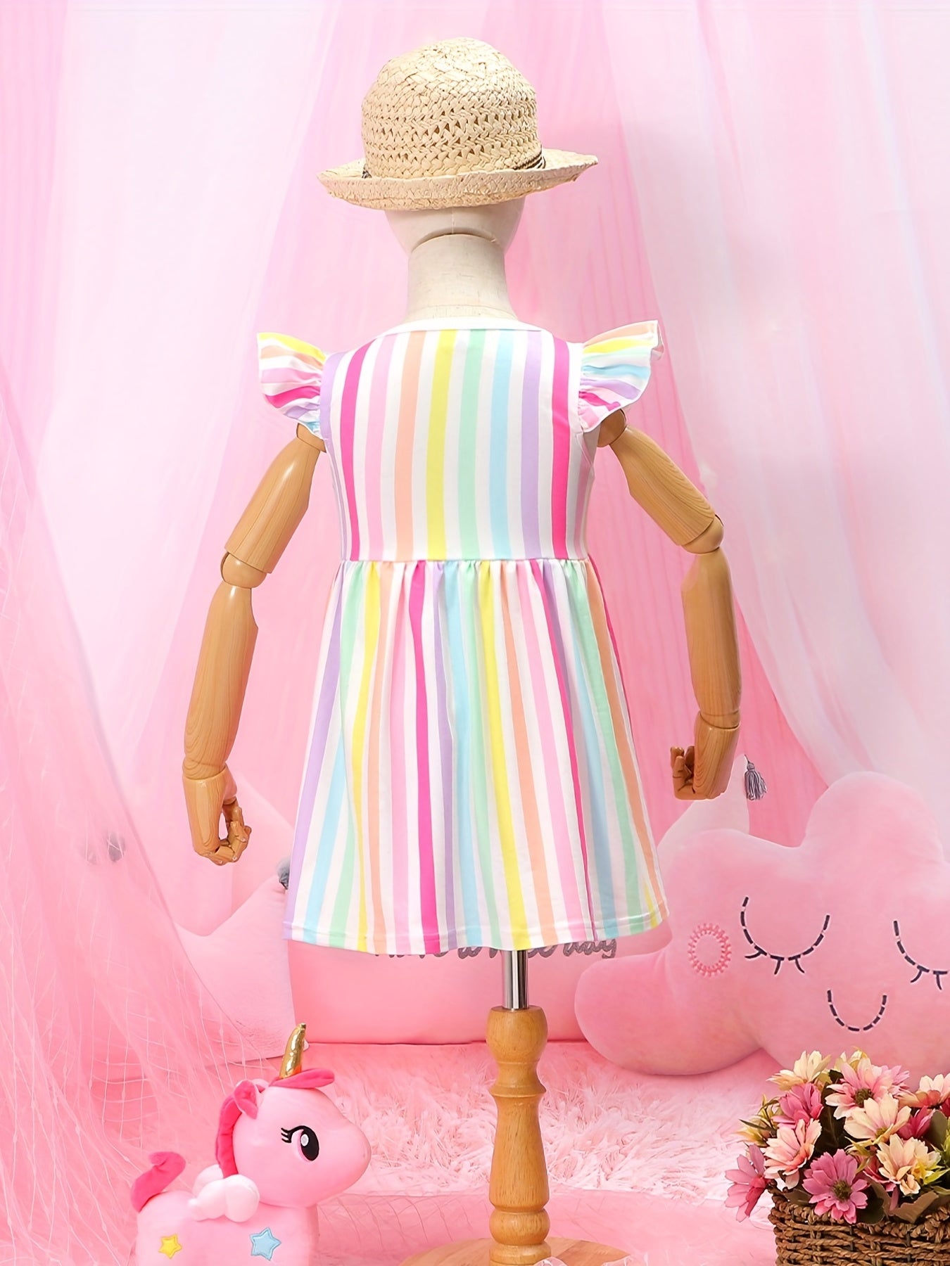 Baby Girls Striped Ruffle Trim Dress for Summer