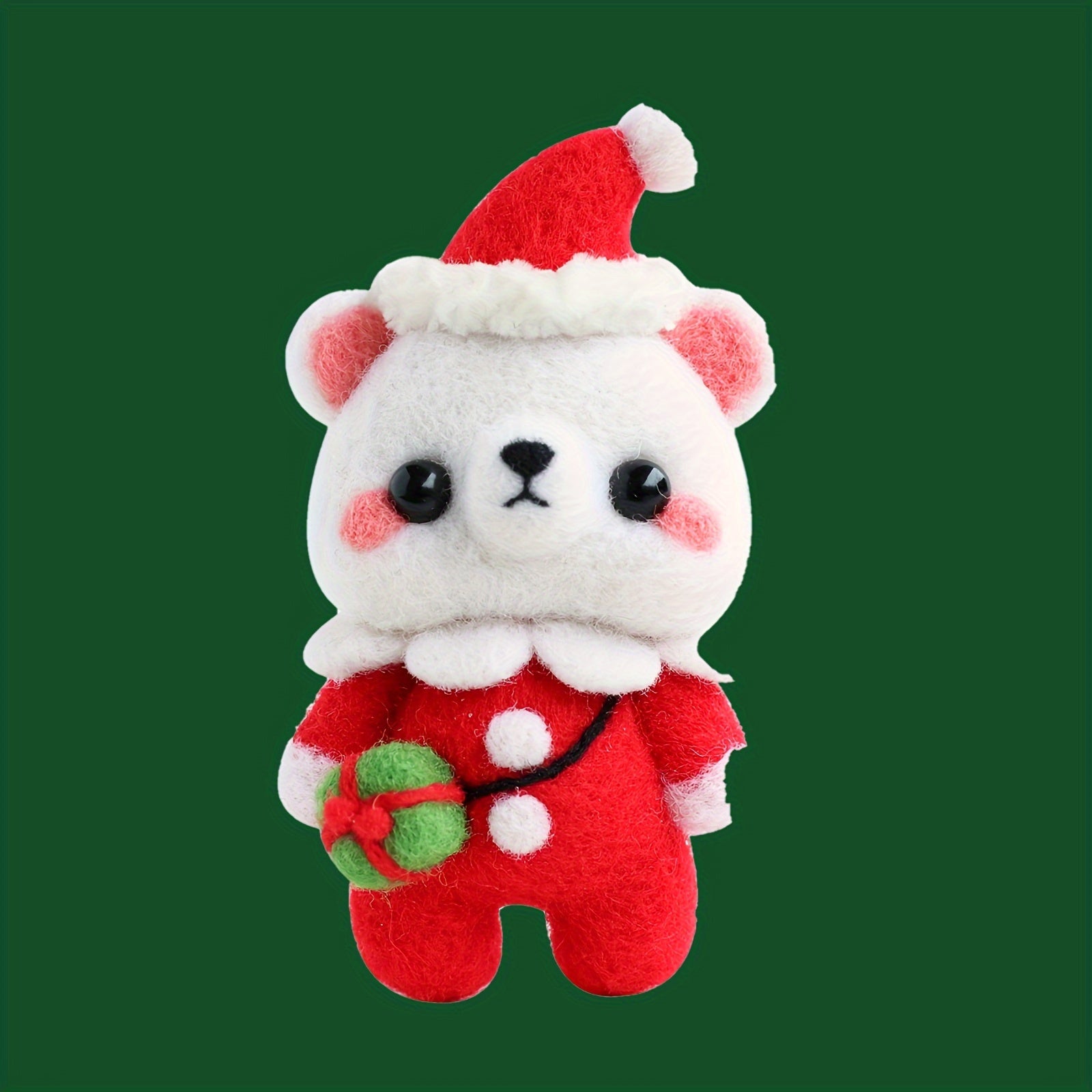 Wool Needle Felting Kit Merry Christmas Bear Doll DIY Craft Package