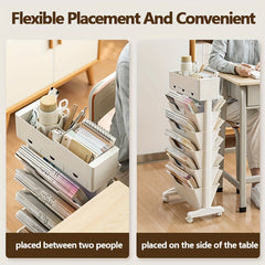 Large Capacity Movable Book Rack With Drawers Storage Shelve