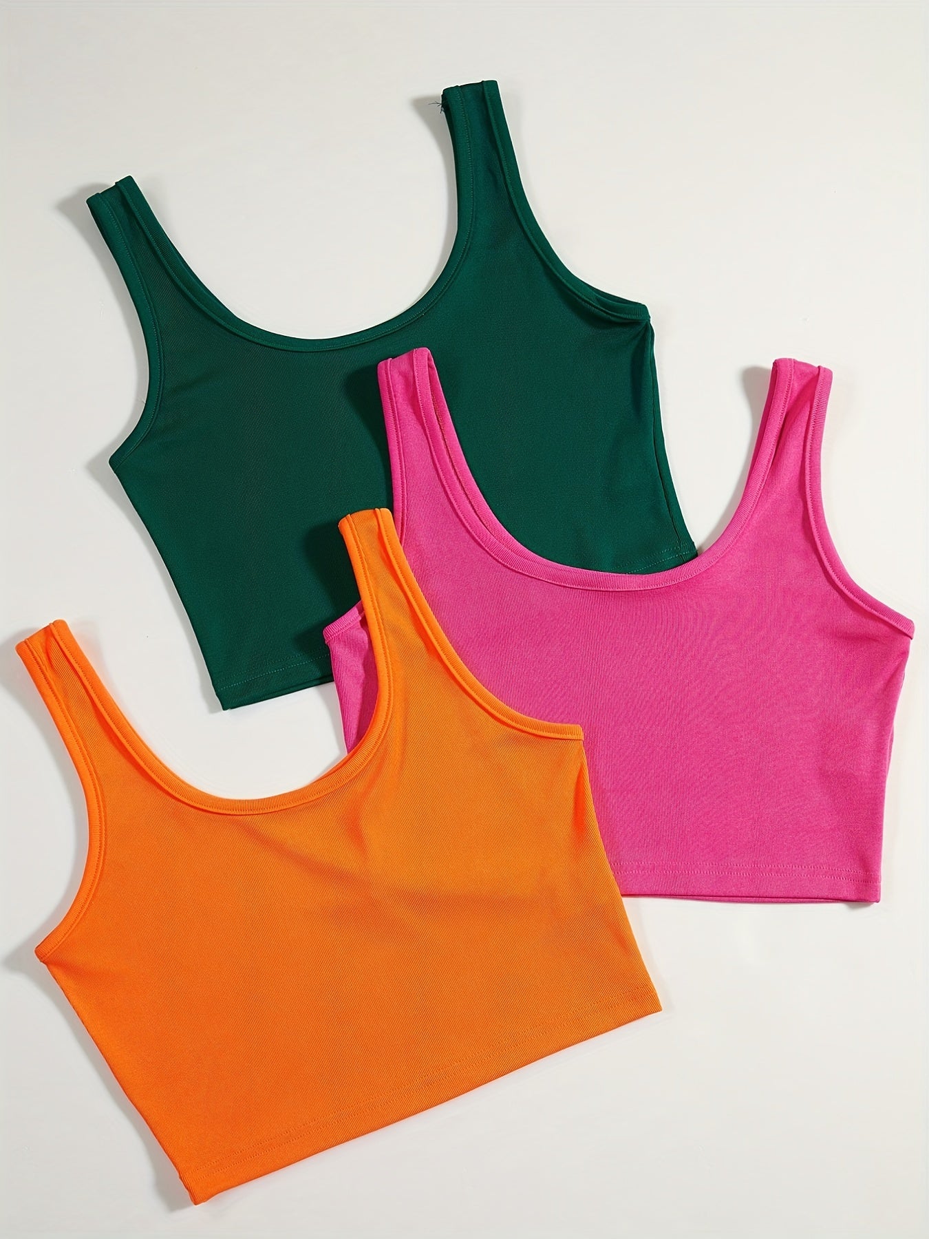 Solid Tank Top 3 Pack Sleeveless Crew Neck Sexy Summer Blouse