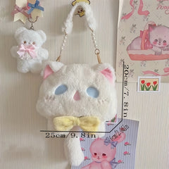 Cartoon Plush Cat Shoulder Bag Crossbody Bag Coin Purse Mobile Phone Bag