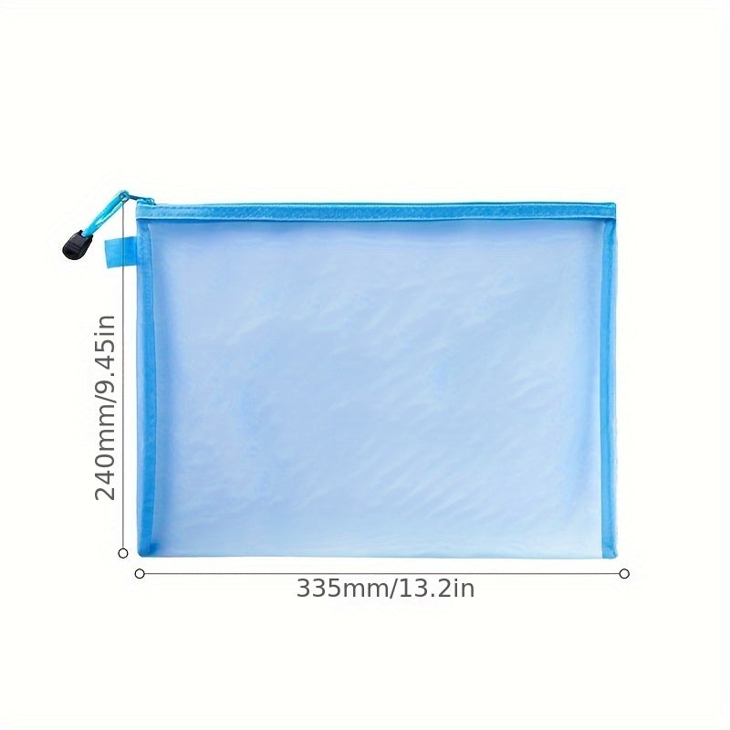 10pcs Large A4 Mesh Zipper Pouch File Bags for Classroom Organization
