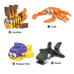 Ocean Explorer Mini Building Blocks Marine Animal Figures DIY Assembly Toy