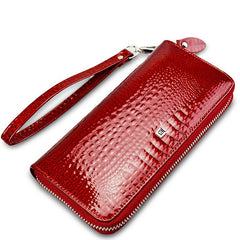 Crocodile Pattern Leather Wallet Wristband Bag Women's Coin Purse