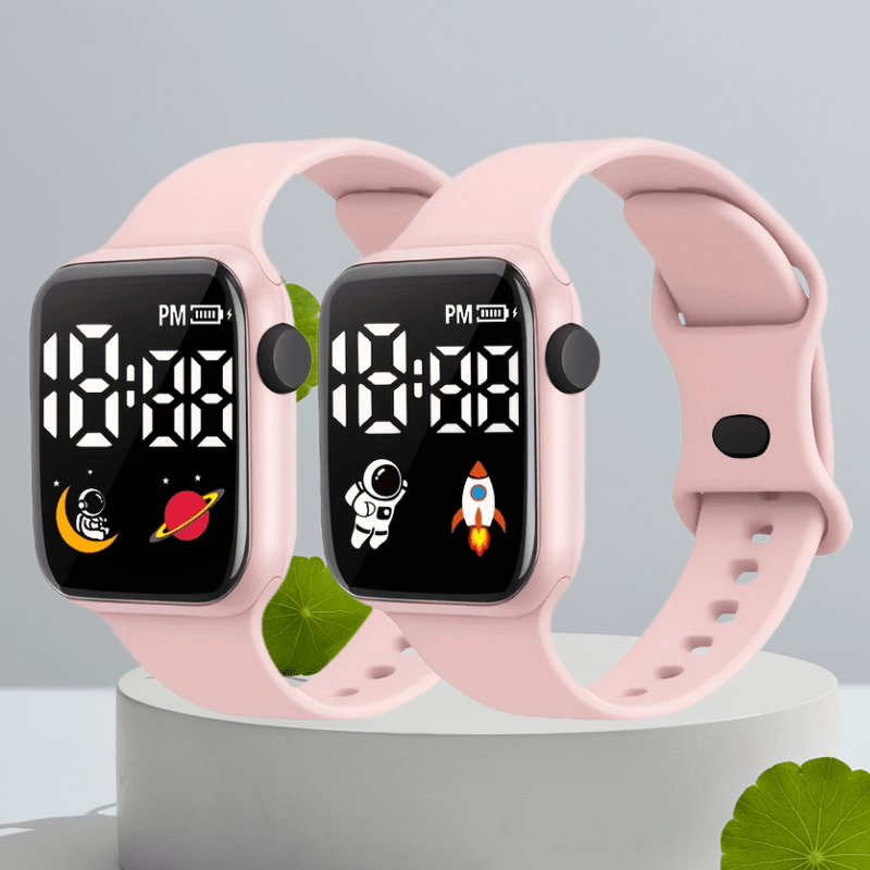 2pcs Square Electronic Watch Set for Students Lightweight Durable Case