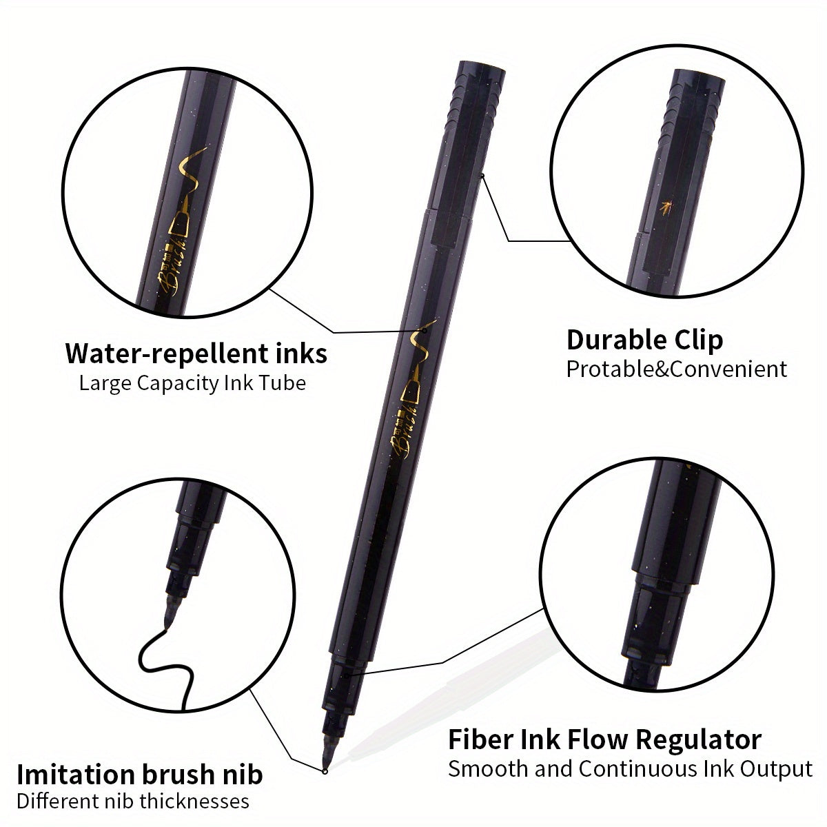 4pcs Hand Lettering Pens Set Waterproof Brush Markers for Calligraphy & Art