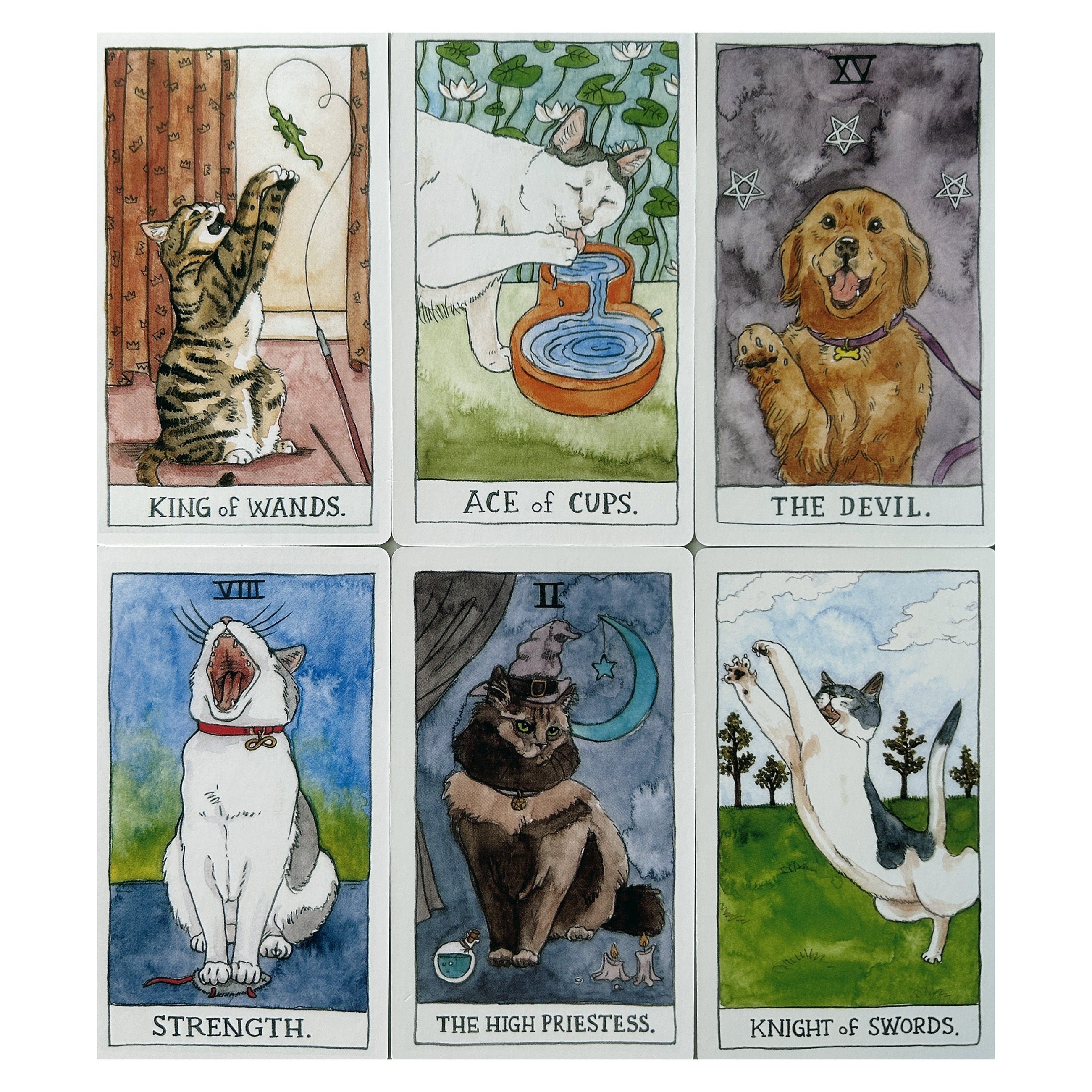 Cartoon Cat Tarot Cards Set for Beginners with Guidebook