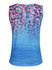 Women's Plus Floral Print V-Neck Tank Top