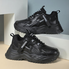 Women's Chunky Sneakers Faux Leather Heighten Casual Shoes