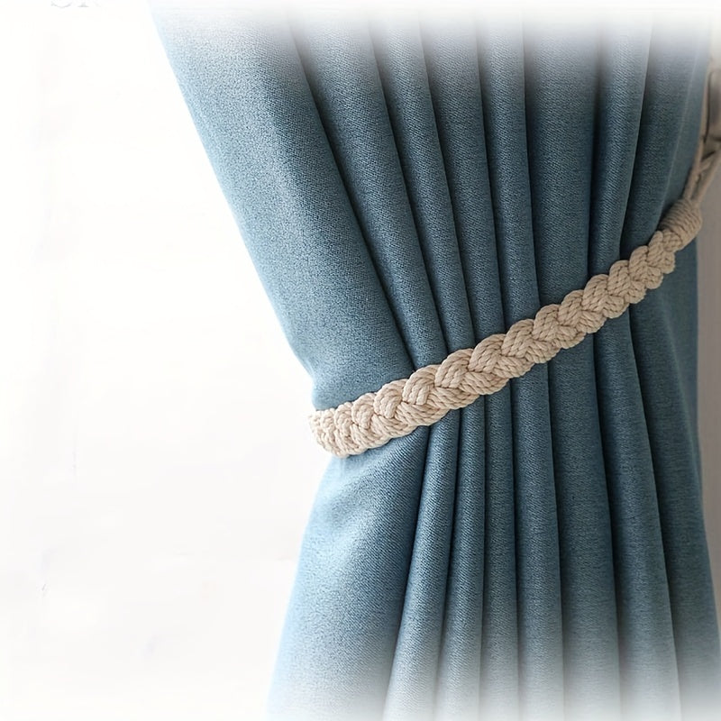 Boho Linen Curtain Rope with Stylish Tieback for Bedroom and Living Room
