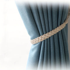 Boho Linen Curtain Rope with Stylish Tieback for Bedroom and Living Room