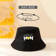 Softball Mom Print Bucket Hat Solid Casual Basin Hat Cotton