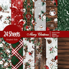 24pcs Christmas Scrapbooking Paper Pad Assorted Pattern Art Origami Cardstock
