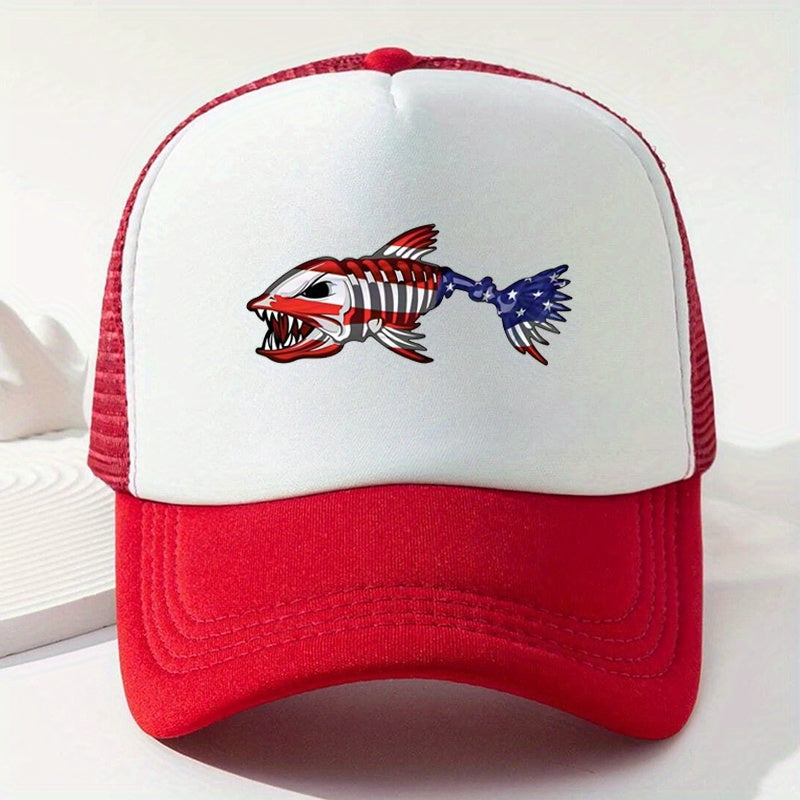 Unisex Breathable Fishbone Print Baseball Cap for Outdoor Sport