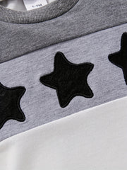 2pcs Baby Boys Star Embroidery T shirt & Ripped Denim Shorts Set