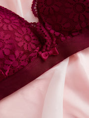 4pcs Lace Wireless Bras Comfy Bow Decor Intimates Bra Women's Lingerie