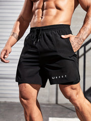 Men's Double Layer Sport Shorts with Drawstring