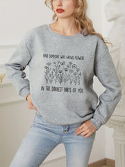 Flower Graphic Print Sweatshirt Long Sleeve Crew Neck Pullover Sweatshirt