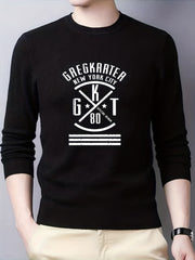 Men's Letter & Cross Knit Sweater Crew Neck Pullover