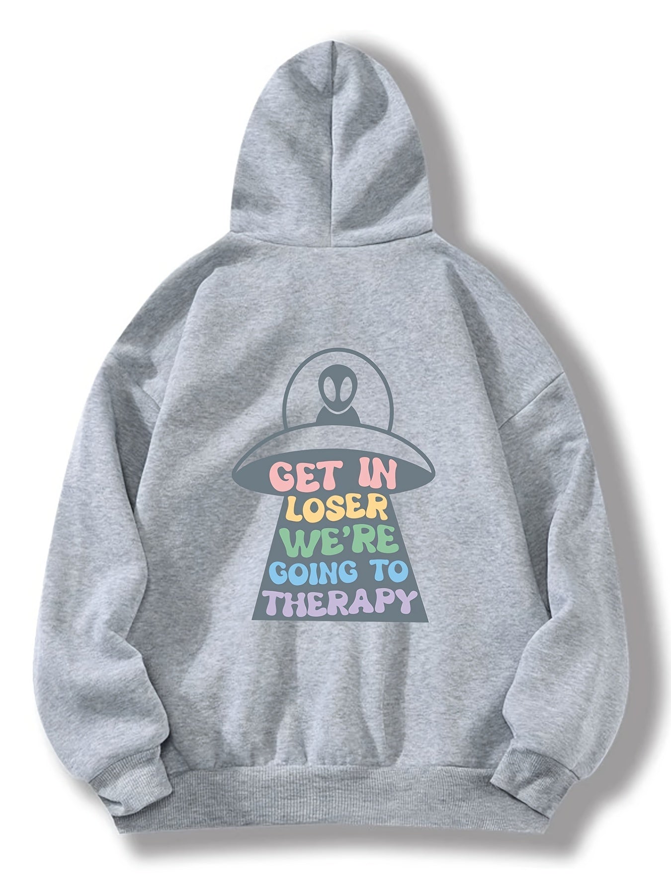 Spaceships Letter Graphic Hoodies Long Sleeve Casual Everyday Pullover Tee Shirt