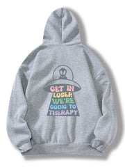 Spaceships Letter Graphic Hoodies Long Sleeve Casual Everyday Pullover Tee Shirt