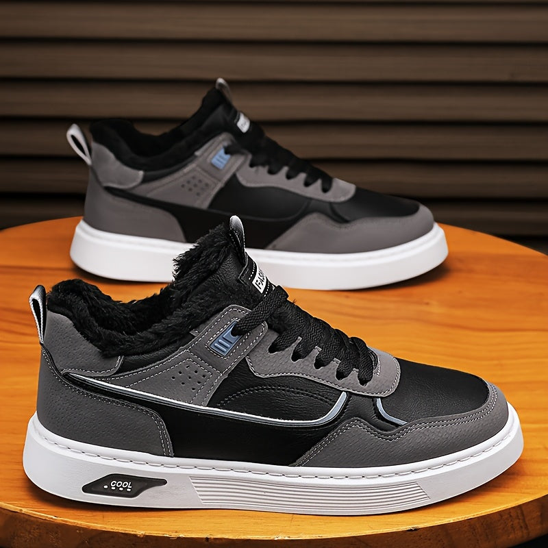 Men's Winter Skate Shoes Warm Plush Lining Non Slip Lace Up Outdoor Shoes