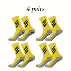 4 Pairs Non Slip Striped Football Socks