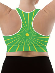 Plus Size Sports Bra Women's Graphic Print Racer Back Wireless Bralette