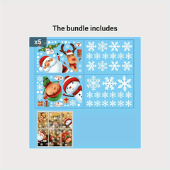 80pcs Christmas Snowflake Window Clings Stickers Xmas Decorations