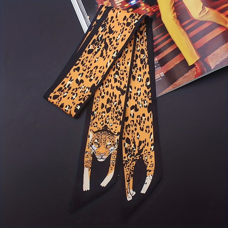 Animal Print Ribbon Skinny Scarf Cartoon Neck Tie Scarf Women Casual Neckerchief