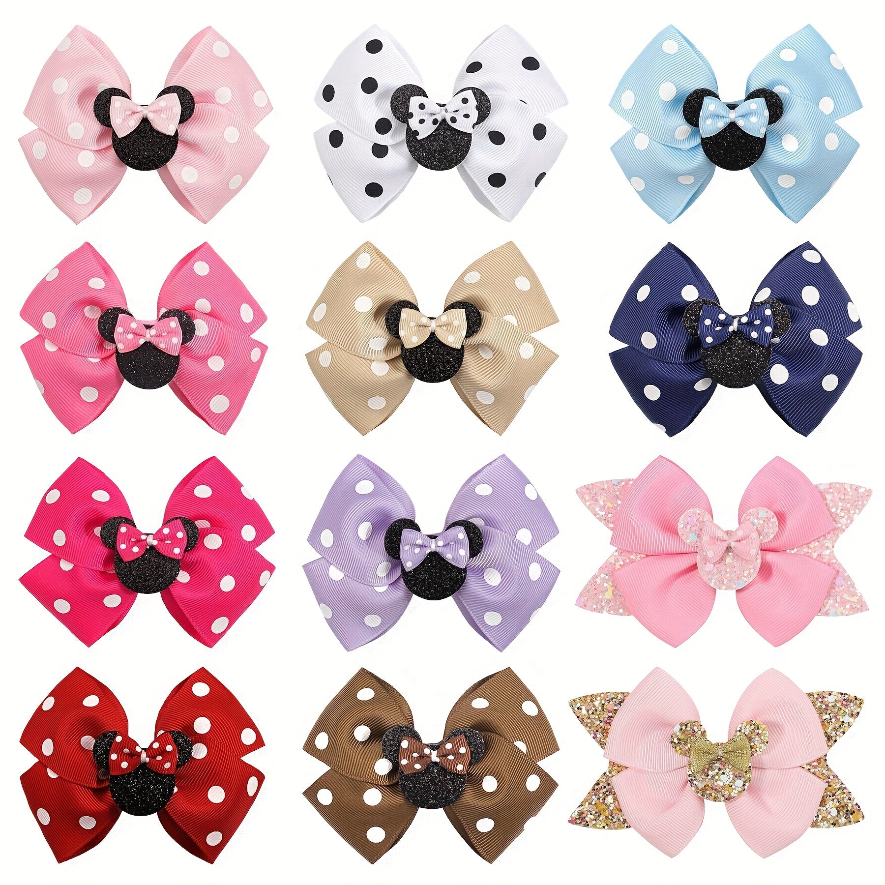 Kids Polka Dot Cartoon Bow Hairpin Sweet Hair Accessory Sequins Girl Clip