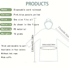 Disposable Rain Ponchos with Ball Storage Box for Outdoors