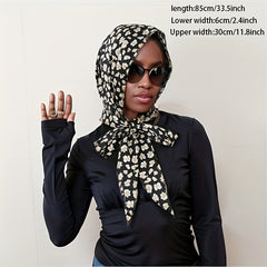 Floral Print Hijab Lace Up Head Scarf Head Wraps Soft Long Ribbon Turban