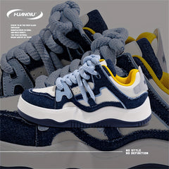 Sporty Block Lace-up Platform Sneakers for Women