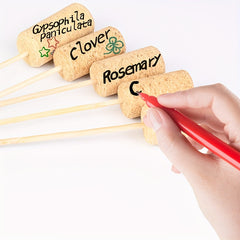 5 Packs Small Fresh Wood Decorative Red Wine Plug Handwritten Plant Label