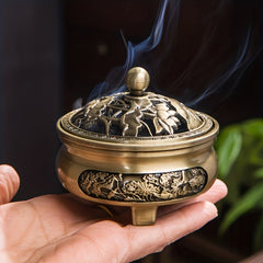 1pc Copper Alloy Lotus Plate Incense Burner