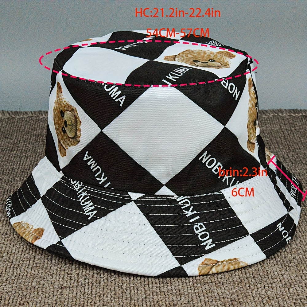 Puppy Print Bucket Hat Sunshade Sunscreen Reversible Wear