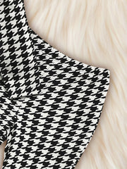 Girl's Heart Print Top & Flared Pants Set Houndstooth Pattern Outfit