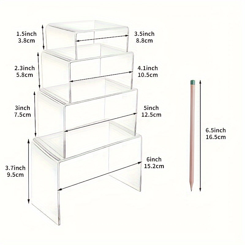 Clear Acrylic Risers for Display - Table Decor Stand for Desserts, Collectibles