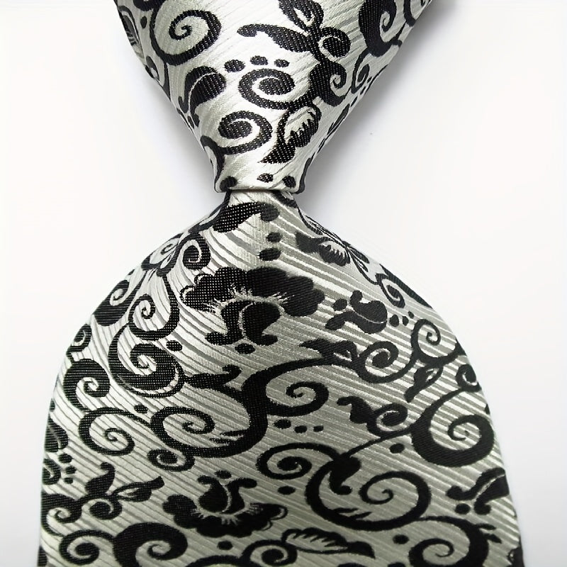 Polyester Cashew Flower Pattern Tie Men's Necktie Set Tie Red Jacquard Woven