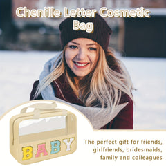 Chenille Letter Patch Clear Bag + Nylon Makeup Pouch